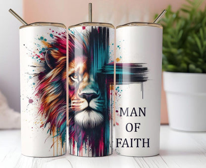 Man of Faith Tumbler | White Reusable Christian Drinkware