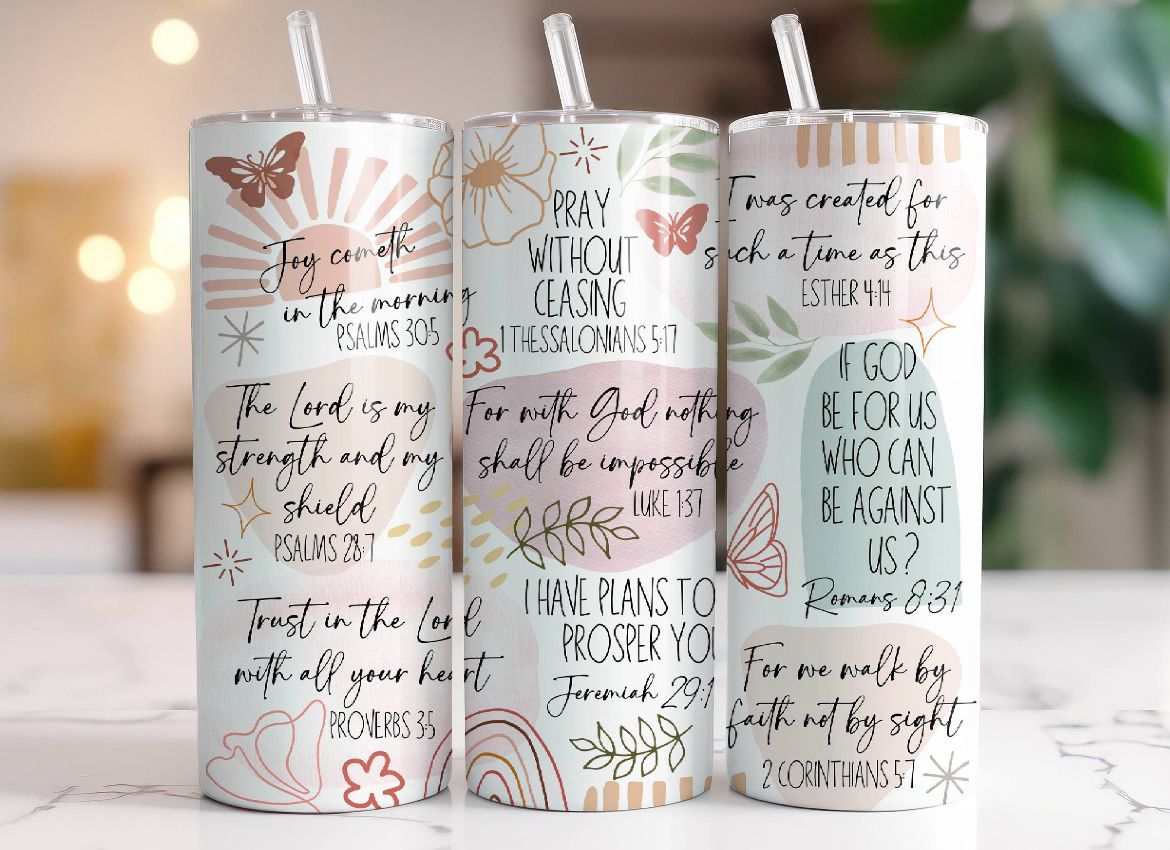 Pray Without Ceasing Tumbler | White Faith-Inspired Drinkware