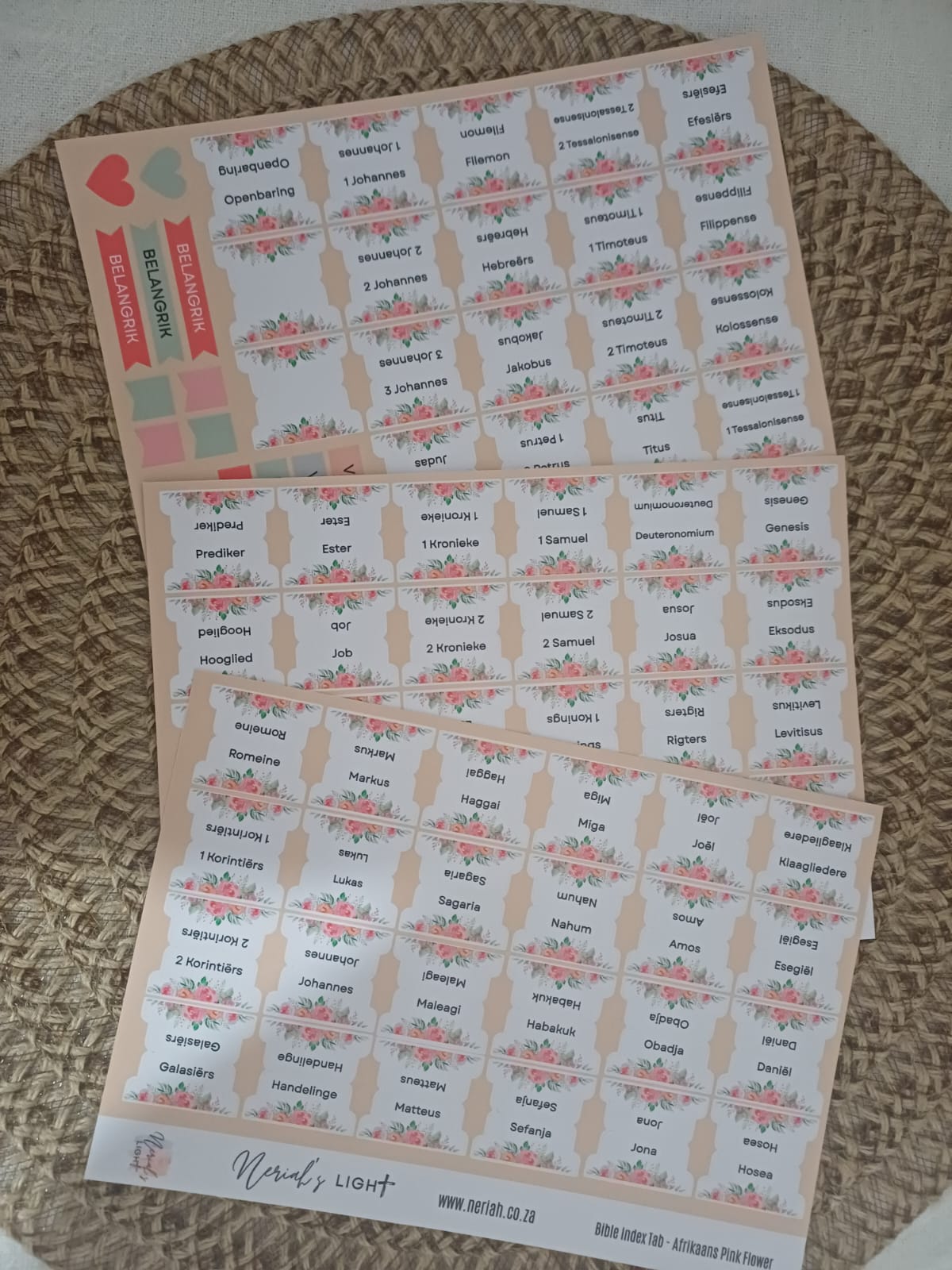 Bible Index Tabs;All Languages; Neriah’s Light