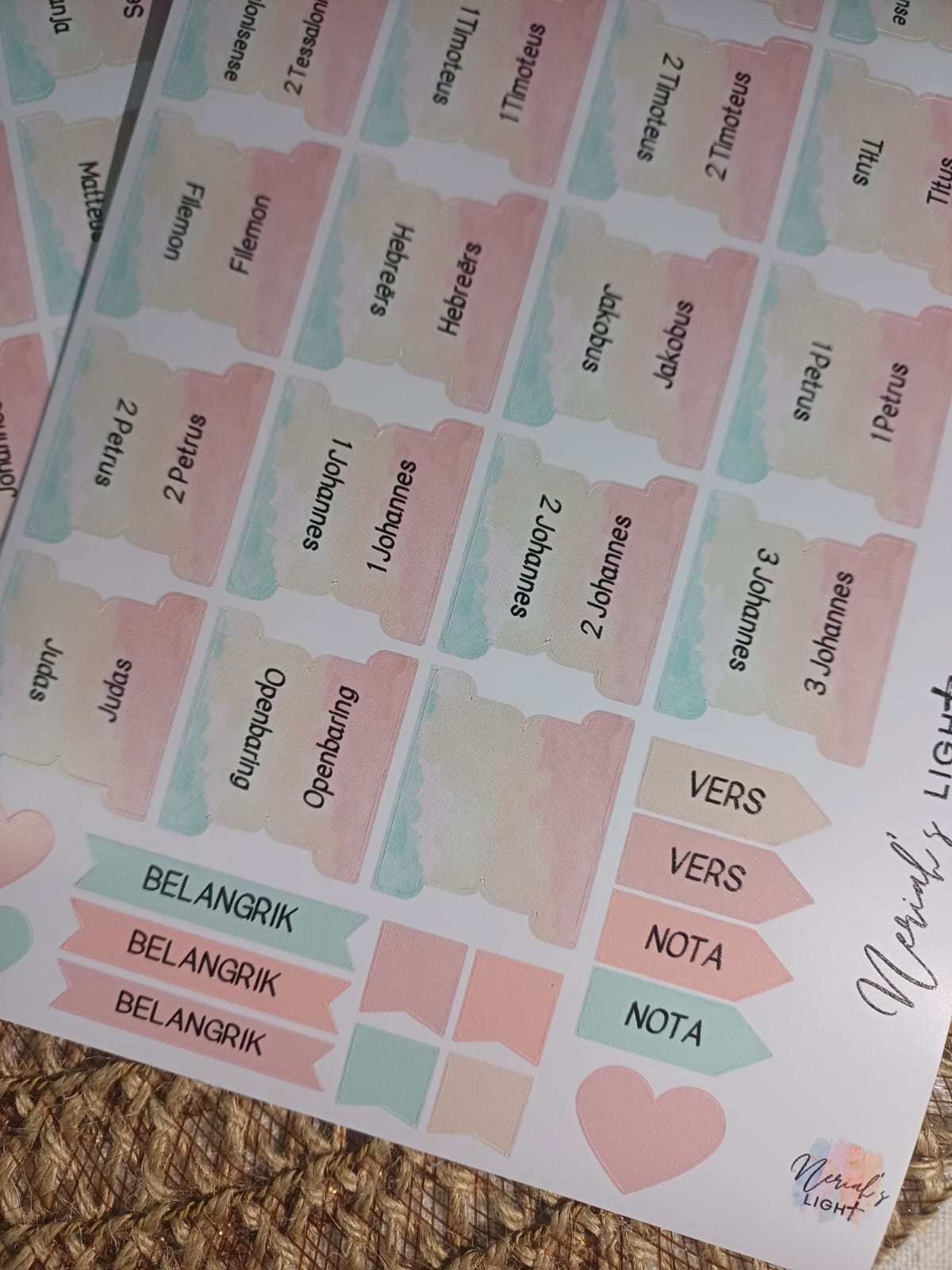 Bible Index Tabs; All Languages; Neriah’s Light