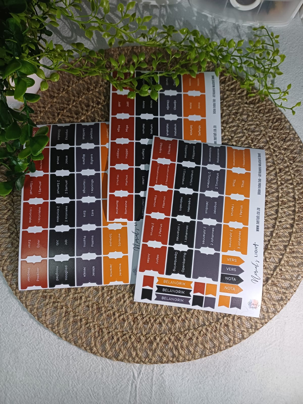 Afrikaans Bible Index Tabs; Neriah’s Light