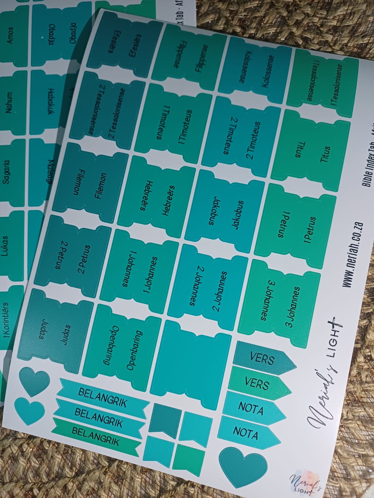 Bible Index Tabs; All Languages; Neriah’s Light