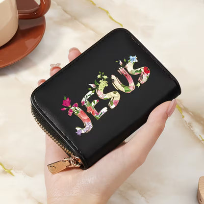 Compact Faux Leather Wallet – JESUS (Black) Design; Neriah’s Light