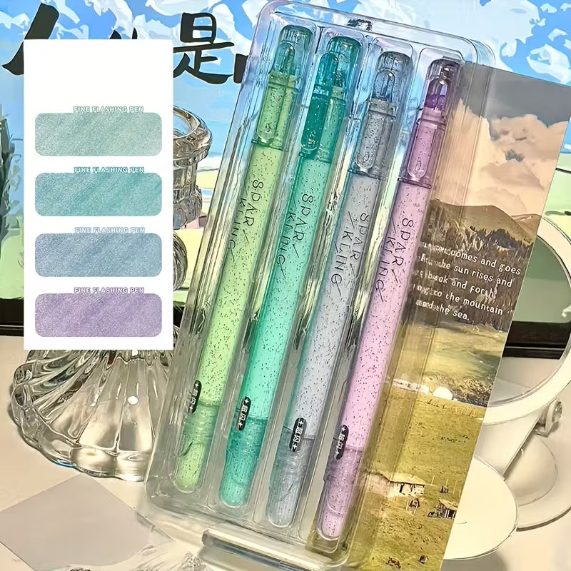 Glitter Highlighters 4 Pack - Blue Series