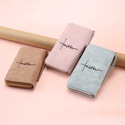 Compact Faux Leather Wallet – Faith (Pink) Design; Neriah’s Light